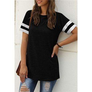 Short Sleeve Tops Leopard Color Block T Shirt